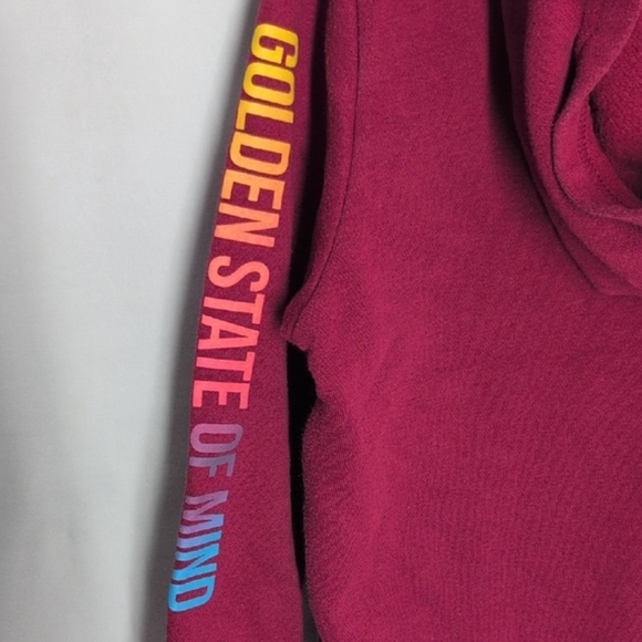 Old Navy Maroon Hoodie with Multicolor Sleeve Design - Picture 3 of 6